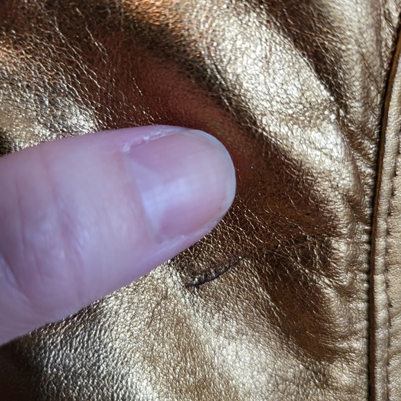 VINTAGE VAKKO RARE METALLIC GOLD LEATHER JACKET - Picture 5 of 9